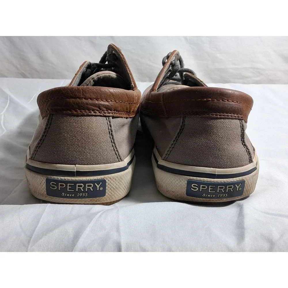 Sperry Top-Sider Bahama II Mens 10.5 Boat Shoes Tan Brown Canvas Leather STS1986